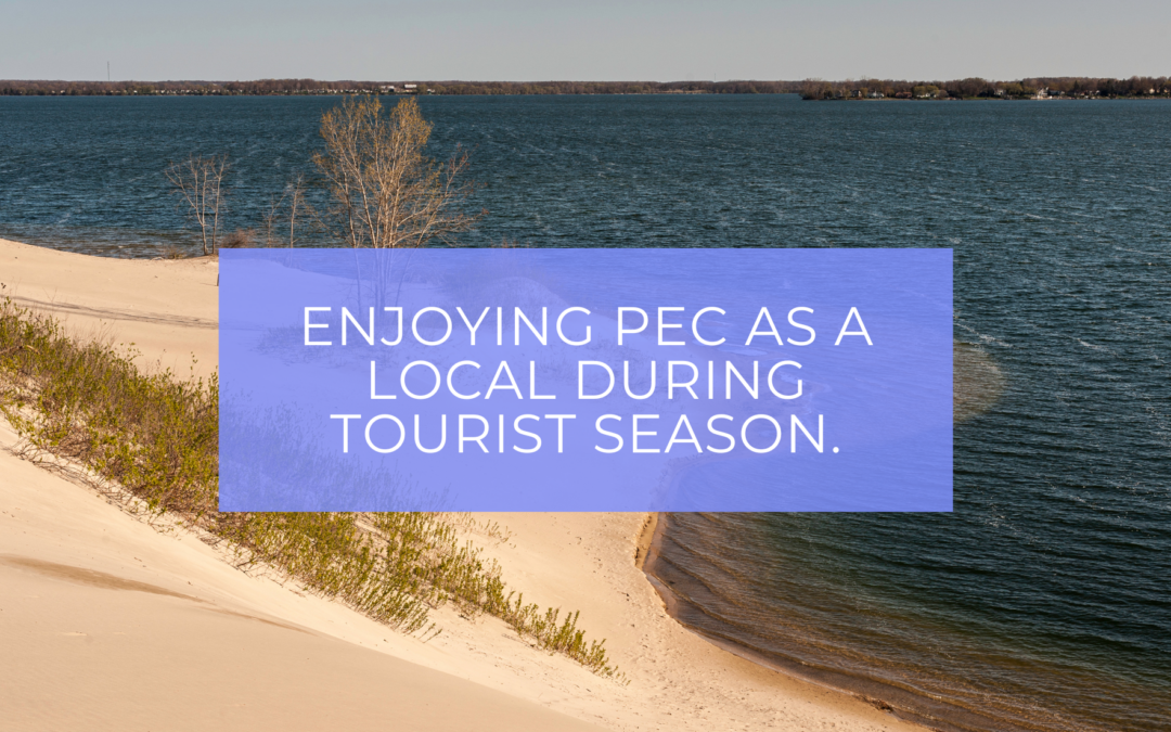 Dunes at sandbanks provincial park with text overlay