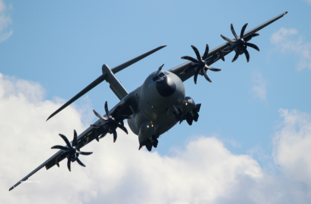 hercules military aircraft from cfb trenton flying above quinte west